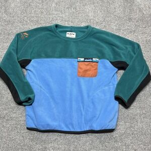 KAVU Sweatshirt Mens Small Multicolor Fleece Crewneck Pullover Chest Pocket